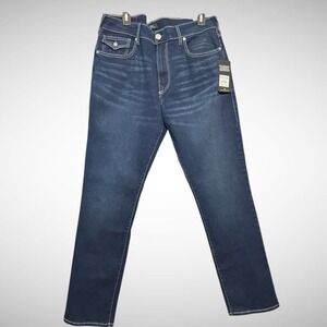 True religion Jeans Mens 36X34 Ricky Relax Straight Fit Solid Blue Brand New
